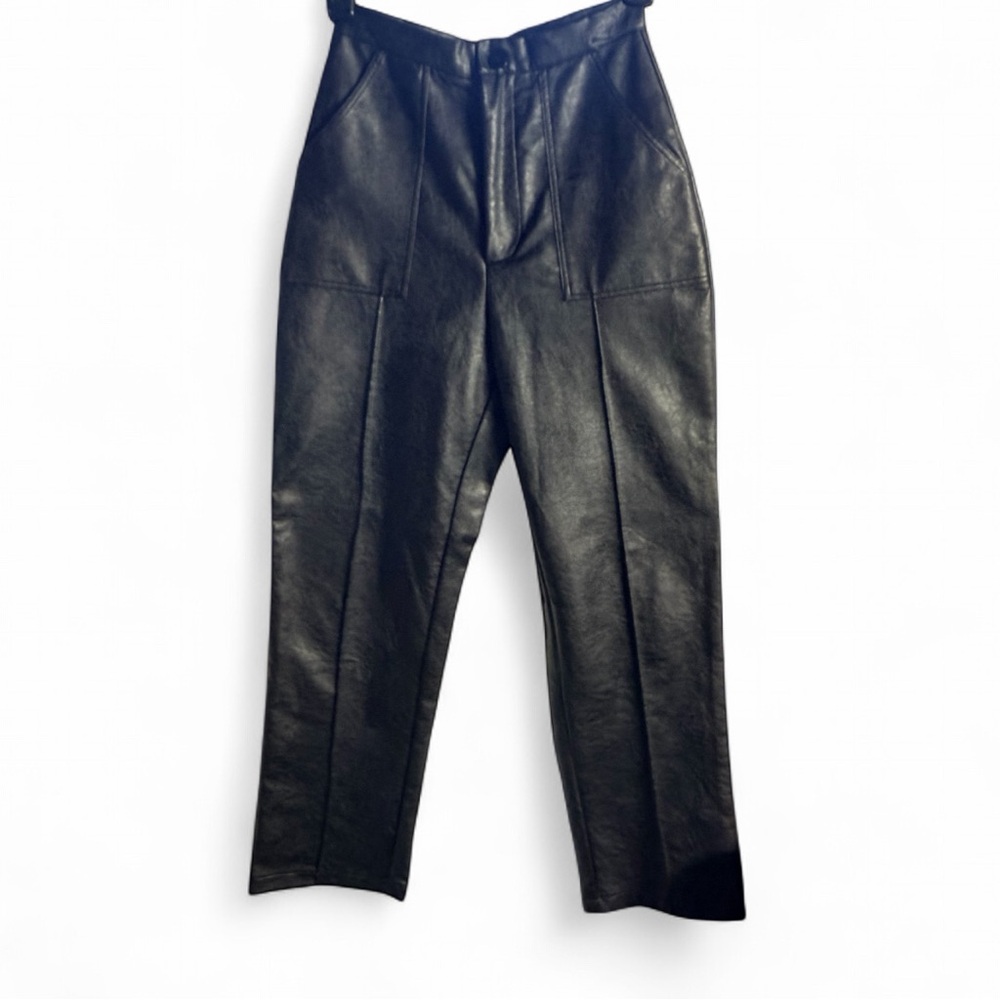 Princess Polly Encore Black Vegan Faux Leather Straight Leg - Picture 2 of 6